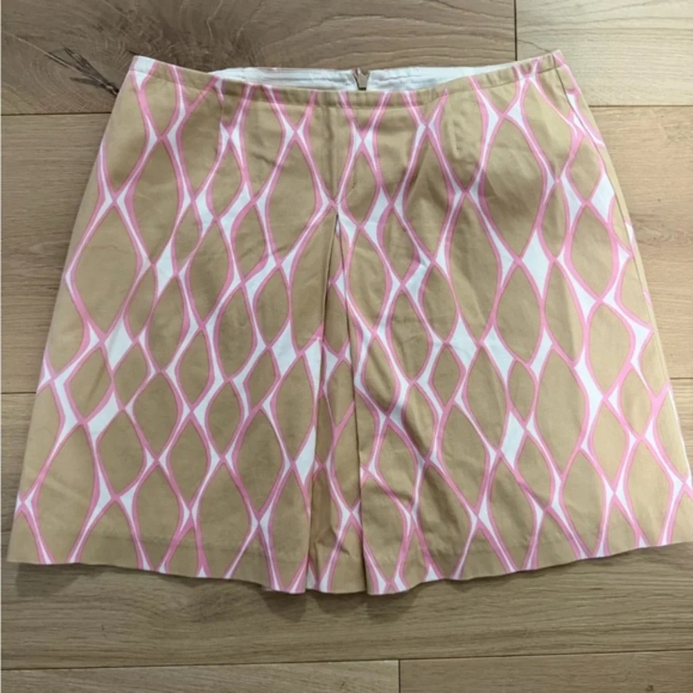 Trina Turk Pink and Tan Patterned Skirt ! Tennis , Golf , Fun
